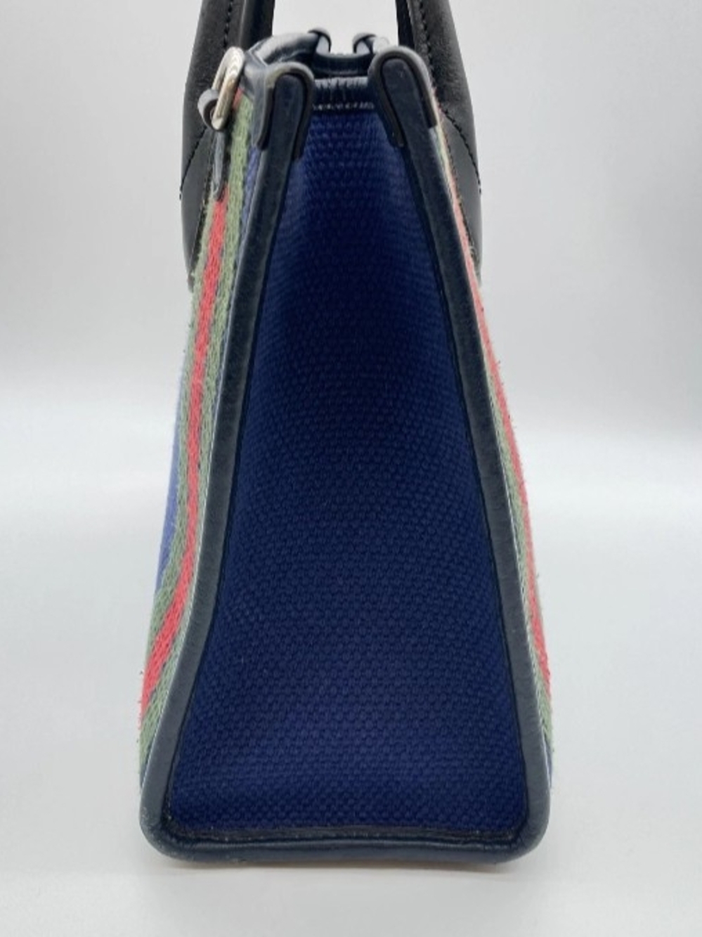 SALE! Authentic Gucci Interlocking G Sherry Line Cotton Leather Navy Tote W/DB - Picture 8 of 17